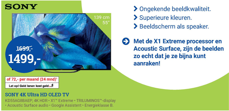 Sony   oled televisie, 4k ultrahd televisies folder aanbieding bij  BCC - details