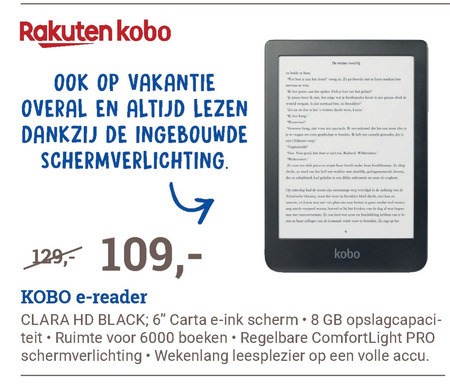kobo   ebook reader folder aanbieding bij  BCC - details