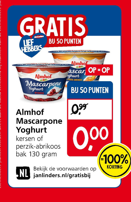 Almhof   vruchtenyoghurt folder aanbieding bij  Jan Linders - details