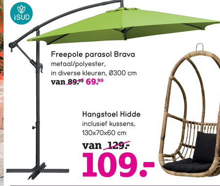 Le Sud   zweefparasol folder aanbieding bij  Leenbakker - details