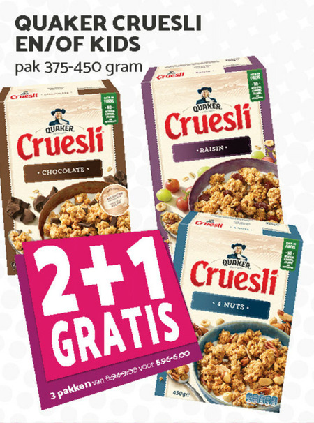 Quaker   cruesli folder aanbieding bij  Boons Markt - details