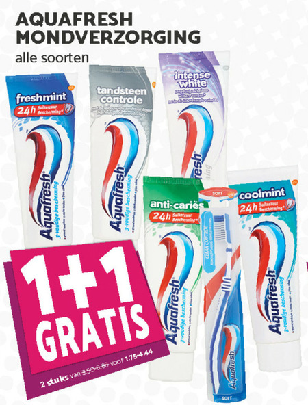 Aquafresh   tandpasta, tandenborstel folder aanbieding bij  Boons Markt - details