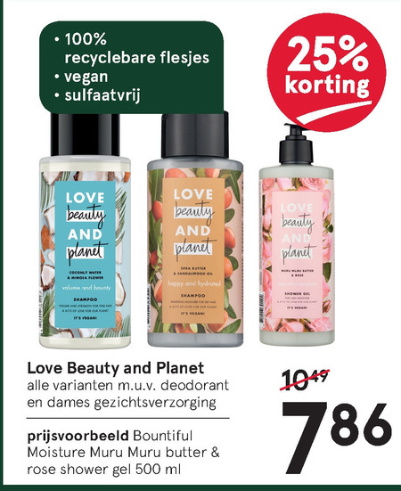 Love beauty and planet   shampoo, douchegel folder aanbieding bij  Etos - details