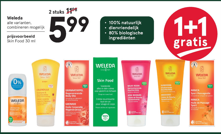 Weleda   douchegel, bodylotion folder aanbieding bij  Etos - details