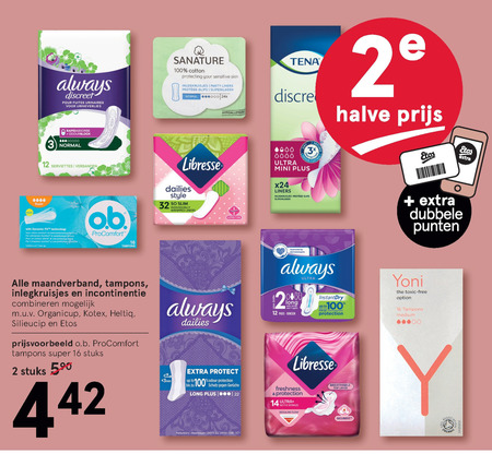 Alle merken   maandverband, inlegkruisjes folder aanbieding bij  Etos - details