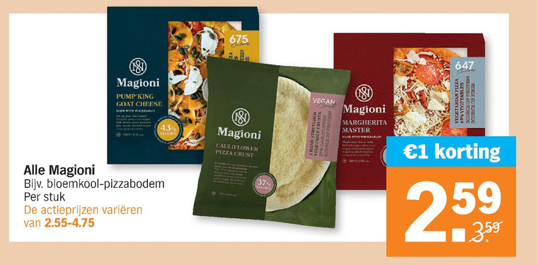 Magioni   diepvriespizza, pizzabodem folder aanbieding bij  Albert Heijn - details