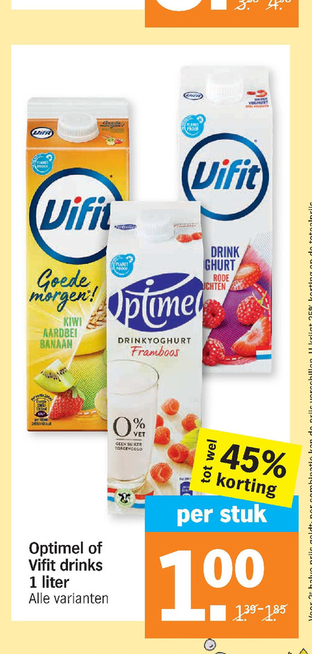 Optimel   drinkyoghurt folder aanbieding bij  Albert Heijn - details