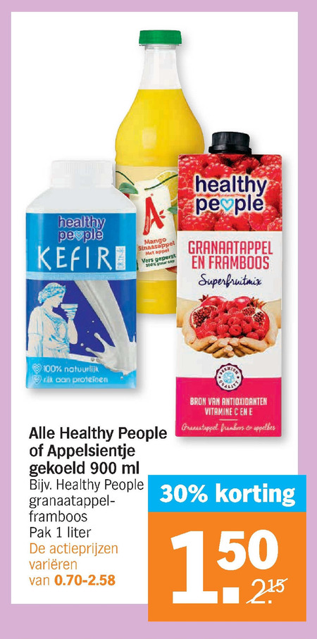 Healthy People   vruchtensap, drinkyoghurt folder aanbieding bij  Albert Heijn - details