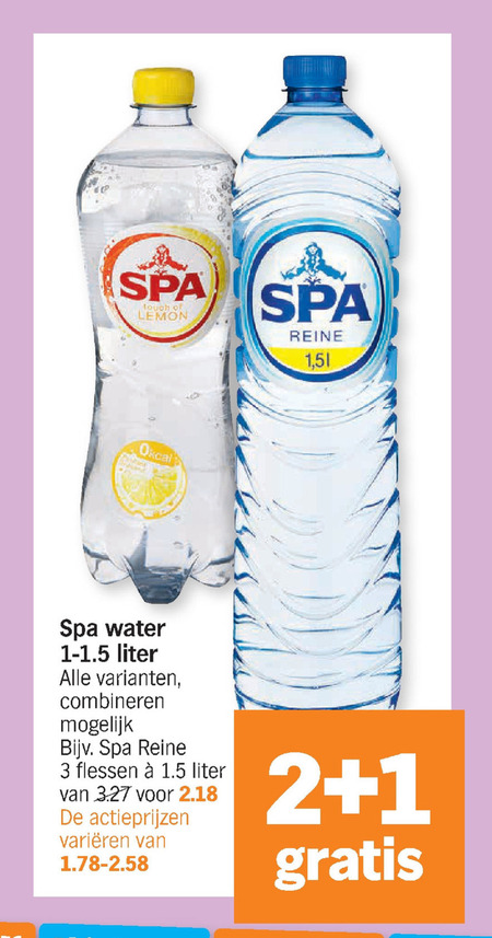 Spa   mineraalwater, fruitdrank folder aanbieding bij  Albert Heijn - details