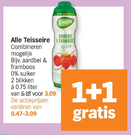 Teisseire   limonadesiroop, fruitdrank folder aanbieding bij  Albert Heijn - details