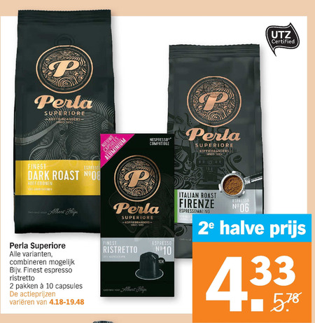 Perla   koffie, koffiecups folder aanbieding bij  Albert Heijn - details