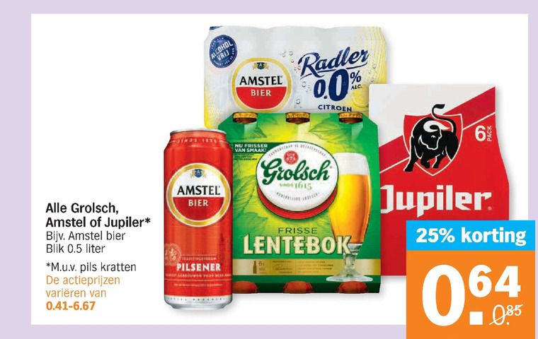 Amstel   bokbier, blikje bier folder aanbieding bij  Albert Heijn - details