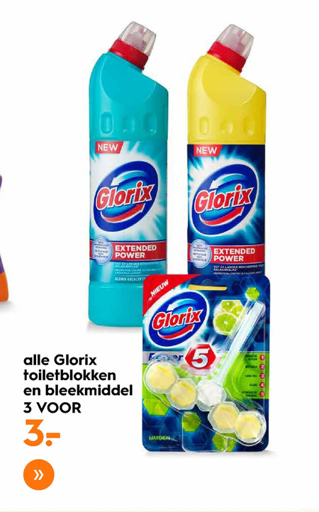 Glorix   toiletblok, bleekmiddel folder aanbieding bij  Blokker - details