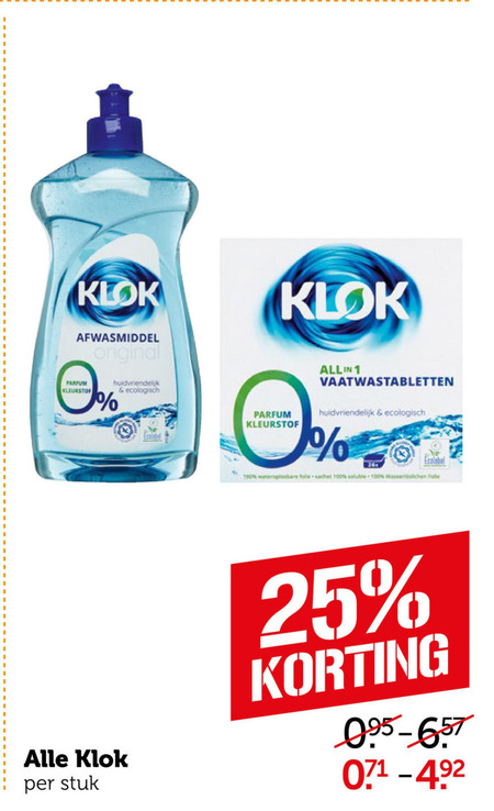 Klok   afwasmiddel, vaatwasmiddel folder aanbieding bij  Coop - details