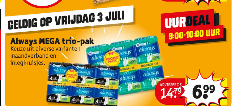 Always   inlegkruisjes, maandverband folder aanbieding bij  Kruidvat - details