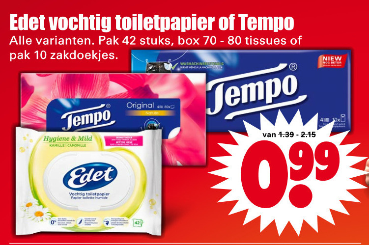 Edet   zakdoek, vochtig toiletpapier folder aanbieding bij  Dirk - details