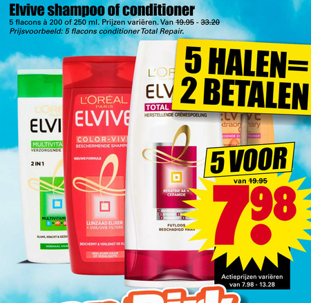 Elvive   shampoo, conditioner folder aanbieding bij  Dirk - details