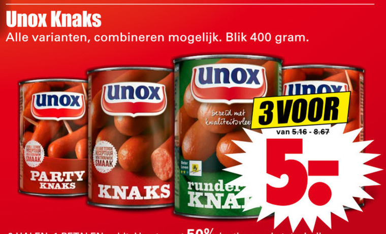 Unox   knakworst folder aanbieding bij  Dirk - details