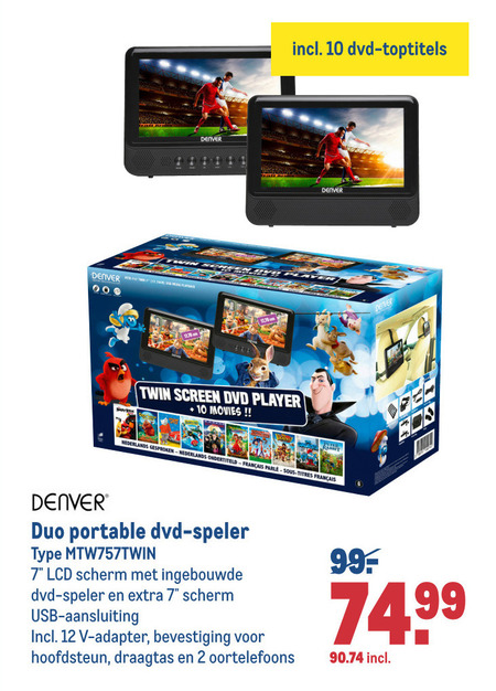 Denver   portable dvd speler folder aanbieding bij  Makro - details