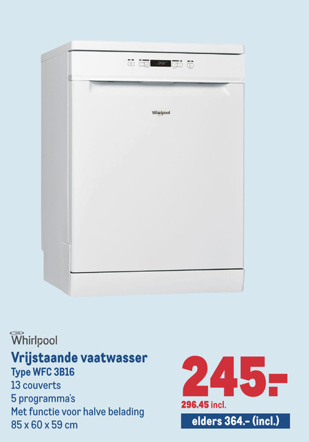 Whirlpool   vaatwasmachine folder aanbieding bij  Makro - details