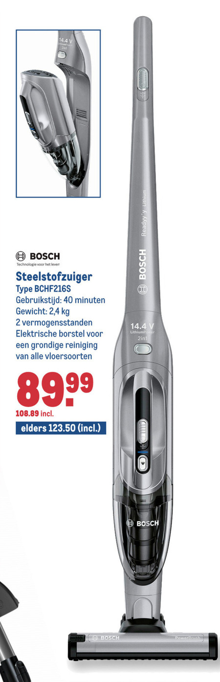 Bosch   steelstofzuiger folder aanbieding bij  Makro - details