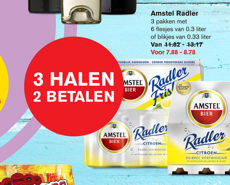 Amstel   radler bier folder aanbieding bij  Hoogvliet - details