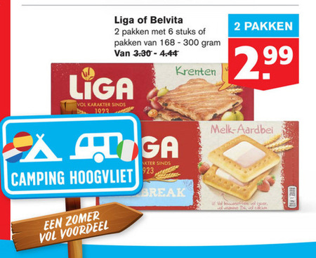 Liga   melkbiscuit, fruitbiscuit folder aanbieding bij  Hoogvliet - details