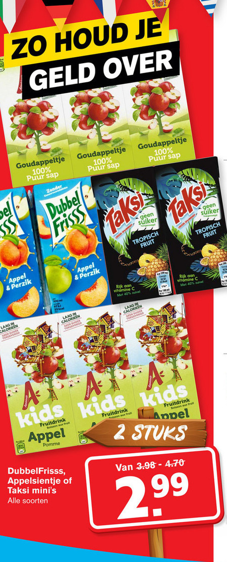 Dubbelfrisss   fruitdrank folder aanbieding bij  Hoogvliet - details