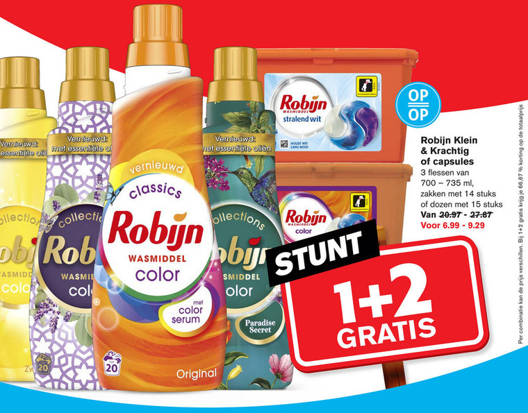 Robijn   wasmiddel folder aanbieding bij  Hoogvliet - details