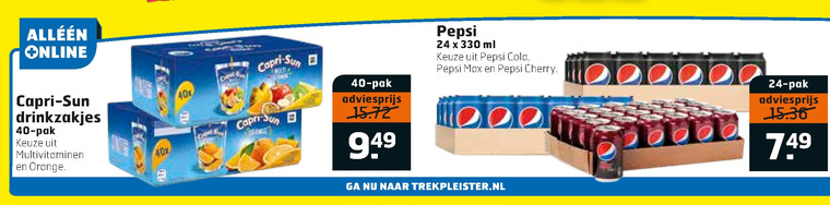 Pepsi   fruitdrank, cola folder aanbieding bij  Trekpleister - details