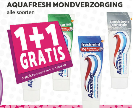 Aquafresh   tandpasta folder aanbieding bij  MCD Supermarkt Basis - details