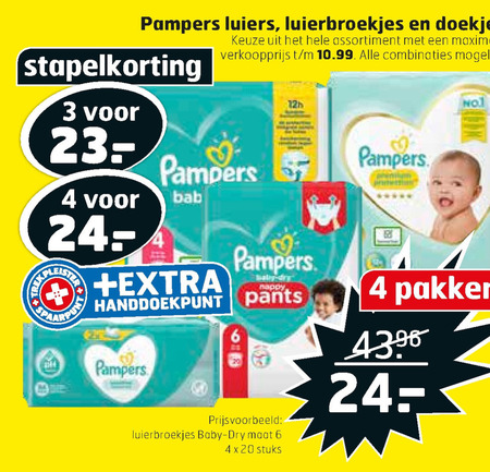 Pampers   luierbroekjes, billendoekjes folder aanbieding bij  Trekpleister - details