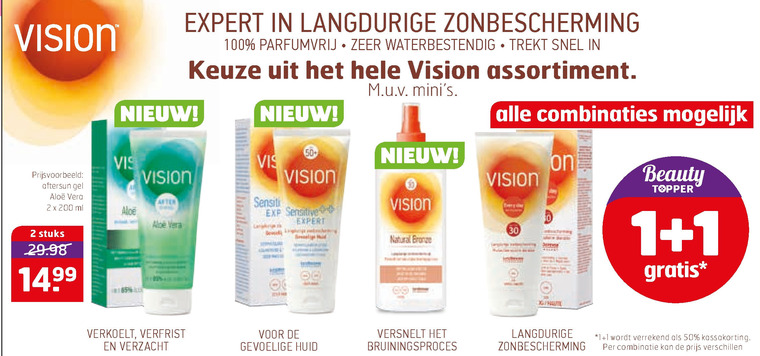 Vision   zonnebrandolie, aftersun folder aanbieding bij  Trekpleister - details