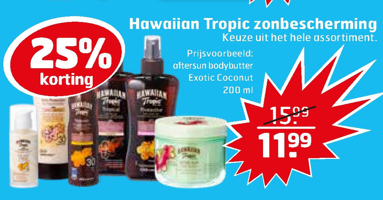 Hawaiian Tropic   aftersun, zonnebrandolie folder aanbieding bij  Trekpleister - details