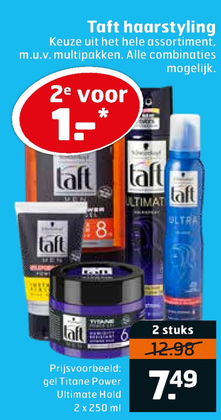 Taft   hairspray, haargel folder aanbieding bij  Trekpleister - details