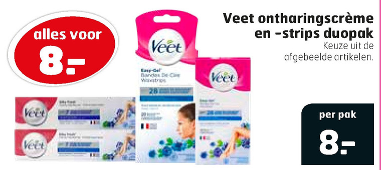 Veet   ontharingscreme, ontharingsstrips folder aanbieding bij  Trekpleister - details