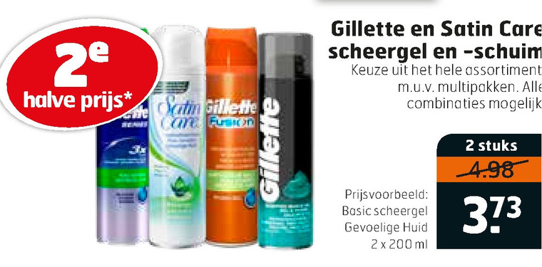 Gillette Satin Care   scheerschuim, scheergel folder aanbieding bij  Trekpleister - details