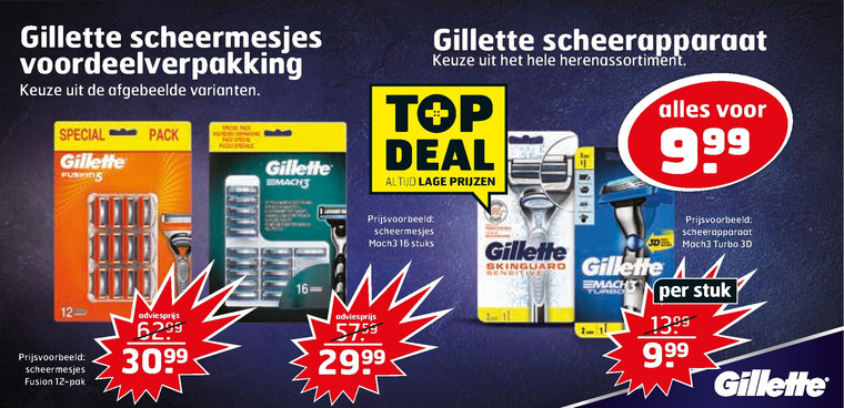 Gillette   scheermesjes, heren handscheerapparaat folder aanbieding bij  Trekpleister - details