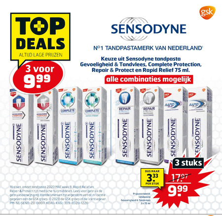 Sensodyne   tandpasta folder aanbieding bij  Trekpleister - details