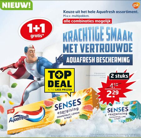 Aquafresh   tandpasta folder aanbieding bij  Trekpleister - details