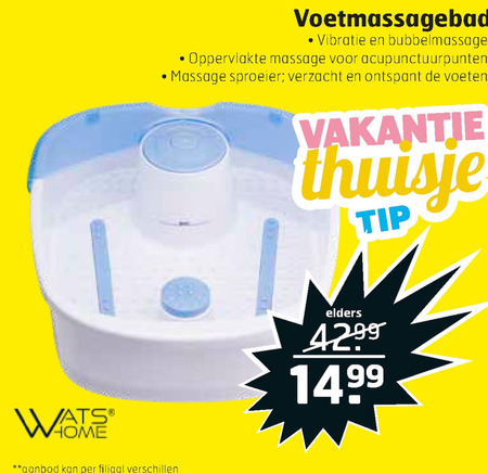 Whatshome   voetmassagebad folder aanbieding bij  Trekpleister - details