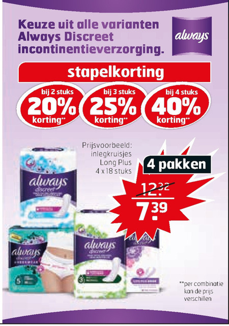 Always   incontinentieverband folder aanbieding bij  Trekpleister - details