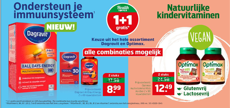 Optimax   multivitaminen folder aanbieding bij  Trekpleister - details