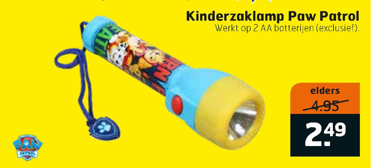 Paw Patrol   zaklamp folder aanbieding bij  Trekpleister - details