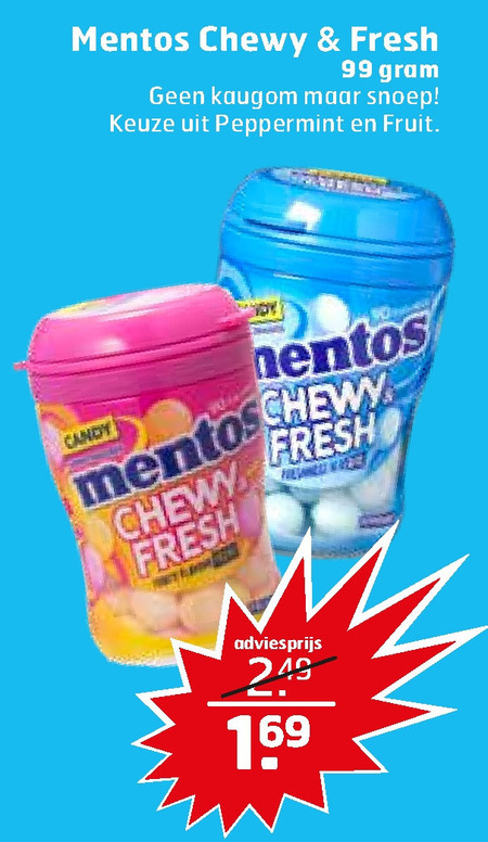 Mentos   kauwgom folder aanbieding bij  Trekpleister - details