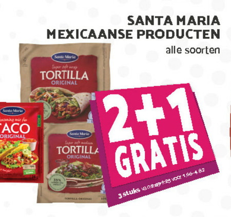 Santa Maria   maaltijdmix, tortilla folder aanbieding bij  MCD Supermarkt Basis - details