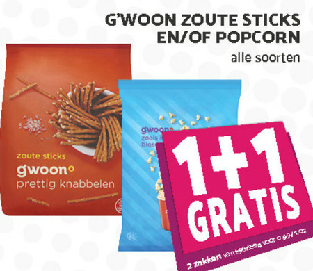 Gwoon   popcorn, zoutje folder aanbieding bij  MCD Supermarkt Basis - details