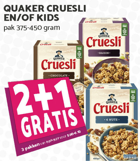 Quaker   cruesli folder aanbieding bij  MCD Supermarkt Basis - details