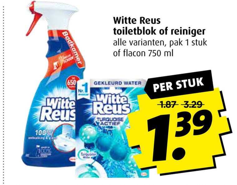 Witte Reus   toiletblok, badkamerreiniger folder aanbieding bij  Boni - details