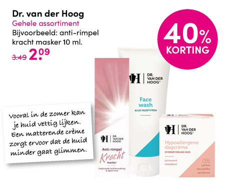 Dr van der Hoog   gezichtsmasker, gezichtsverzorging folder aanbieding bij  DA - details